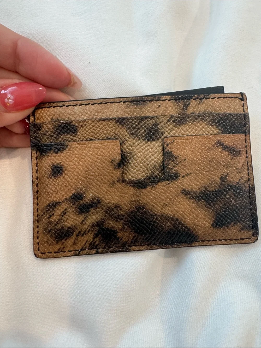 NWOT Tom Ford Leopard Print Full Grain Leather Card Holder
